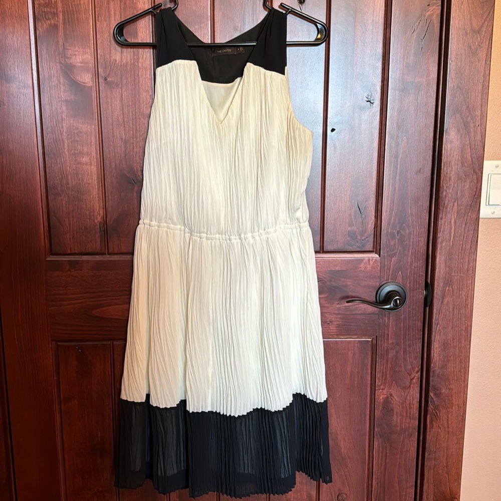 White and Black pleated Dress from The Limited, Medium